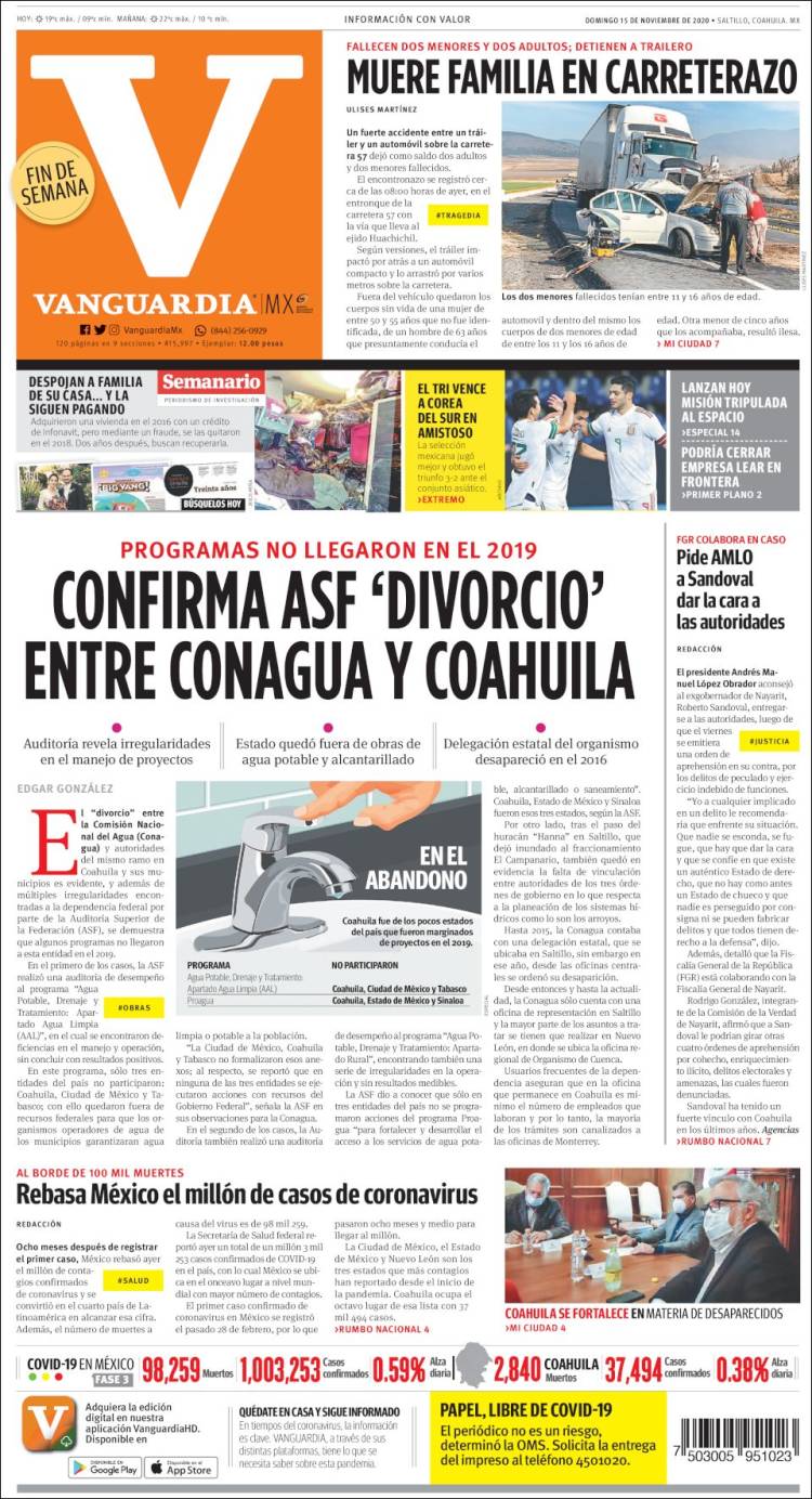 Portada de Vanguardia (México)