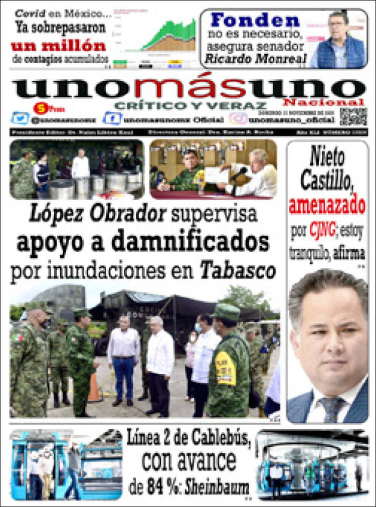 Portada de unomásuno (México)