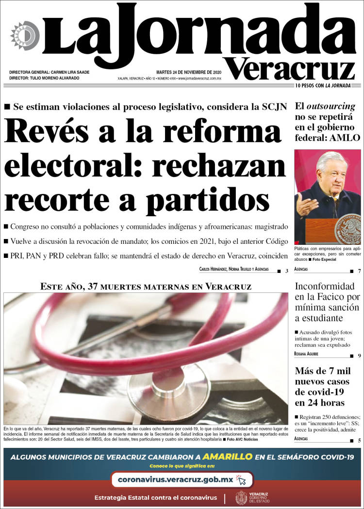 Portada de La Jornada Veracruz (México)