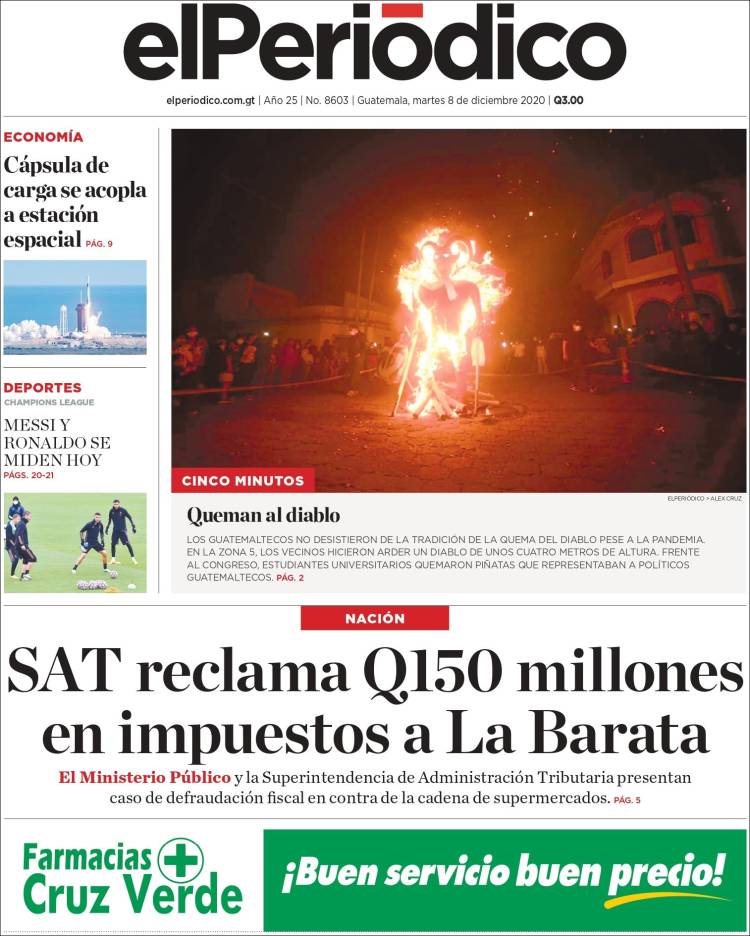 Portada de El Periódico de Guatemala (Guatemala)