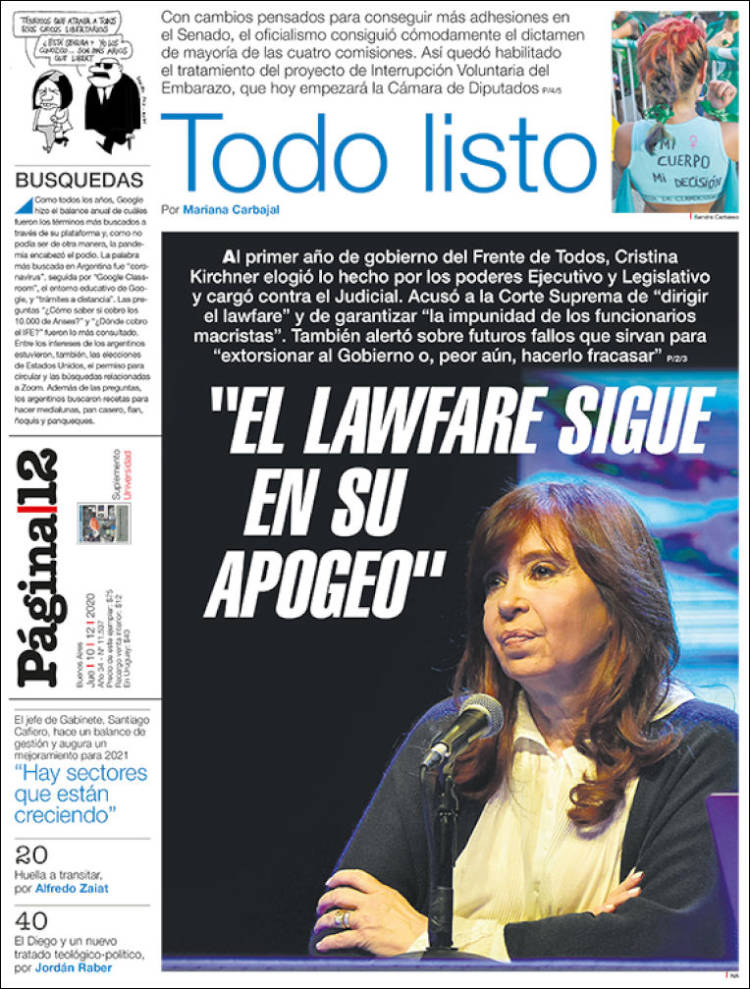 Portada de Página/12 (Argentina)