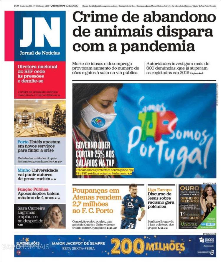 Portada de Jornal de Notícias (Portugal)
