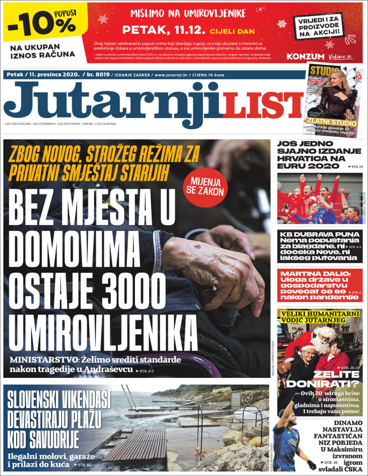 Portada de Jutarnji List (Croacia)