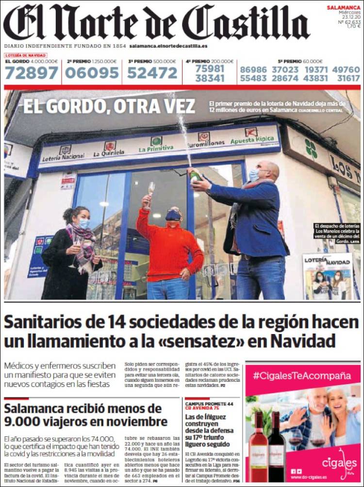 Portada de Norte de Castilla - Salamanca (España)