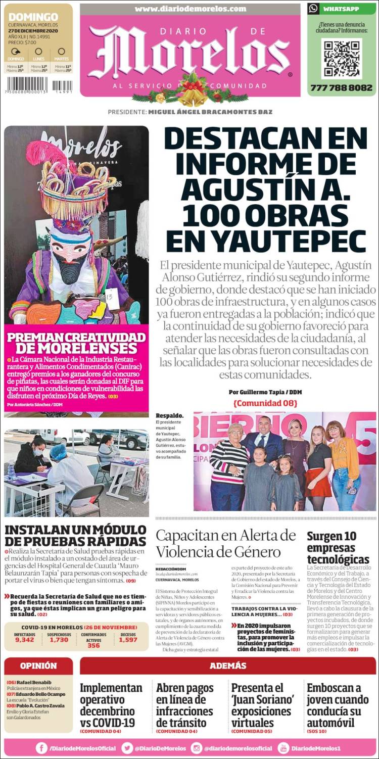 Portada de Diario de Morelos (México)