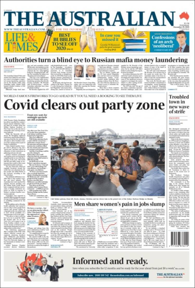 Portada de The Australian (Australia)