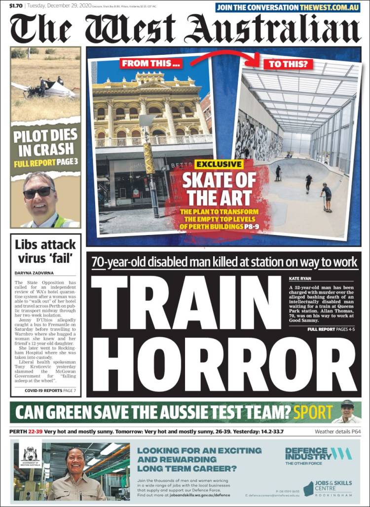 Portada de The West Australian (Australia)