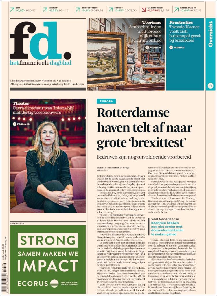 Portada de Het Financieele Dagblad (Países Bajos)