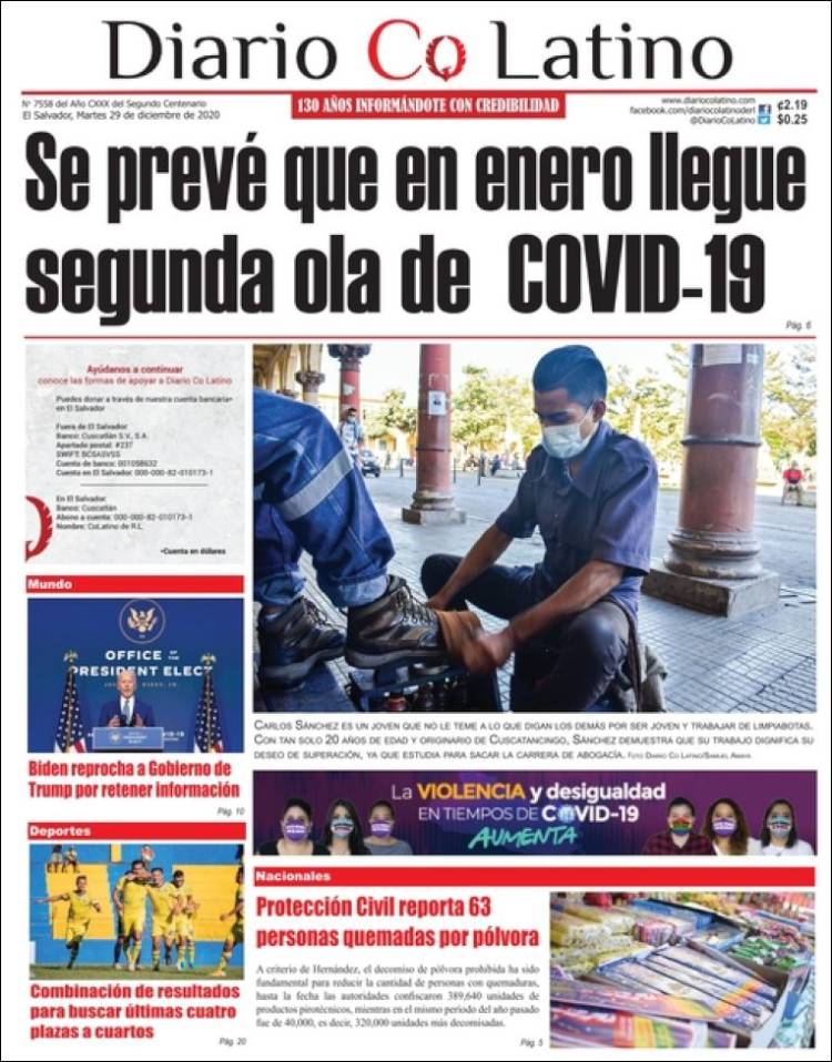 Portada de Diario Co Latino (El Salvador)