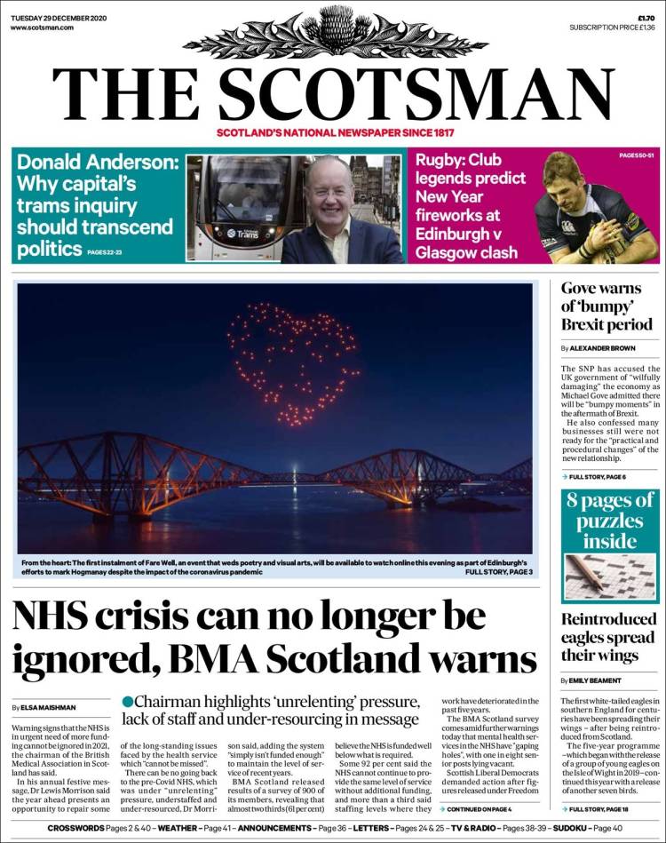 Portada de The Scotsman (Reino Unido)
