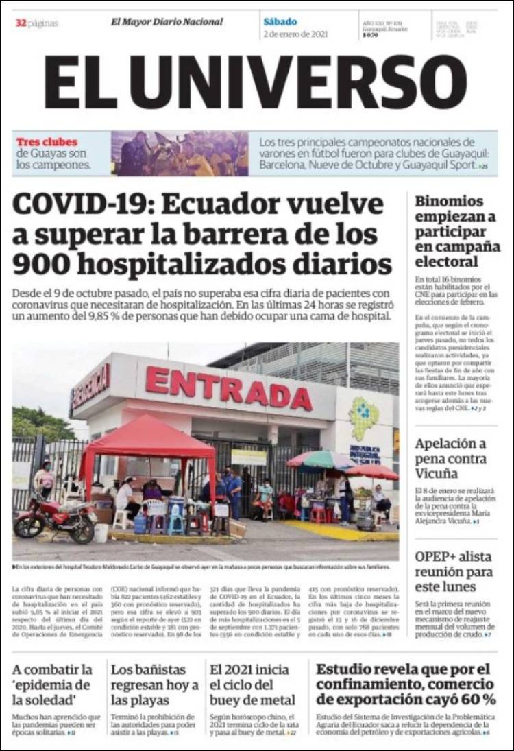Portada de El Universo - Ecuador (Ecuador)