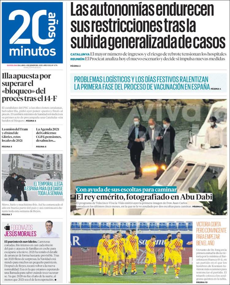 Portada de 20 Minutos - Barcelona (España)