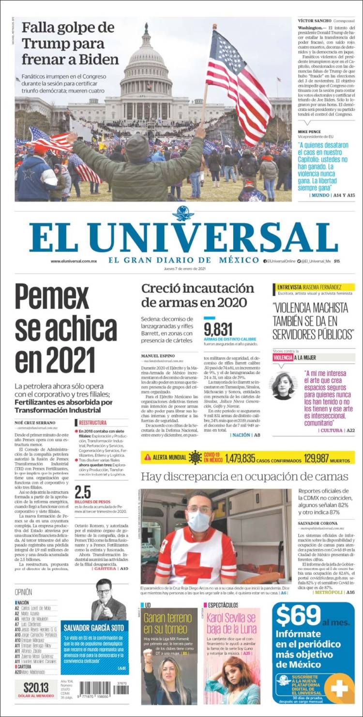Portada de El Universal (Mexique)