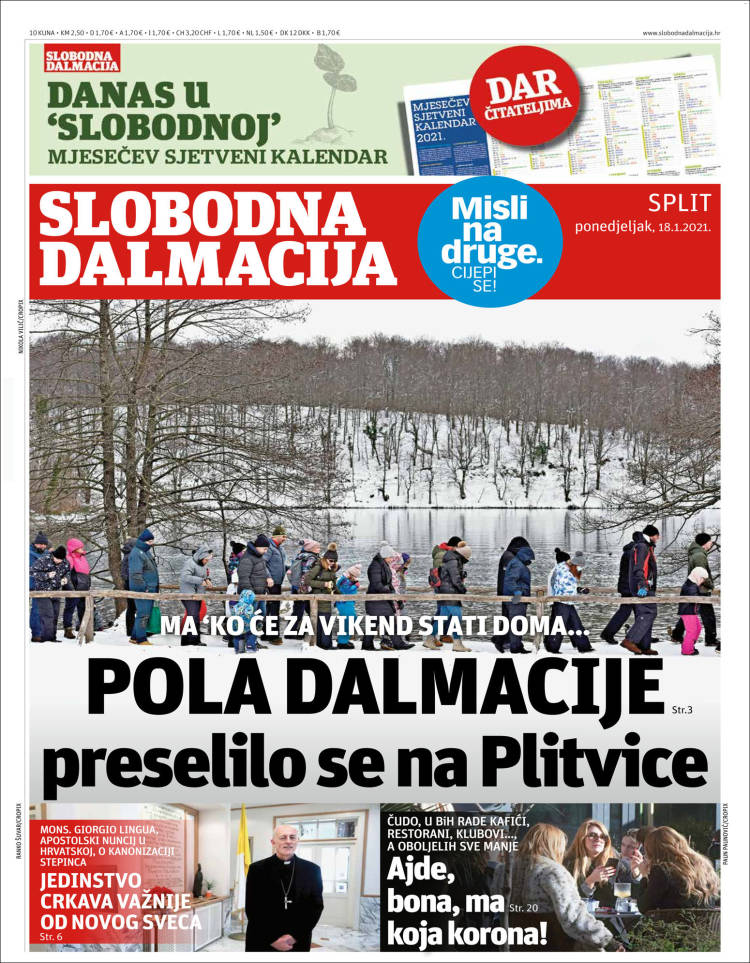 Portada de Slobodna Dalmacija (Croacia)