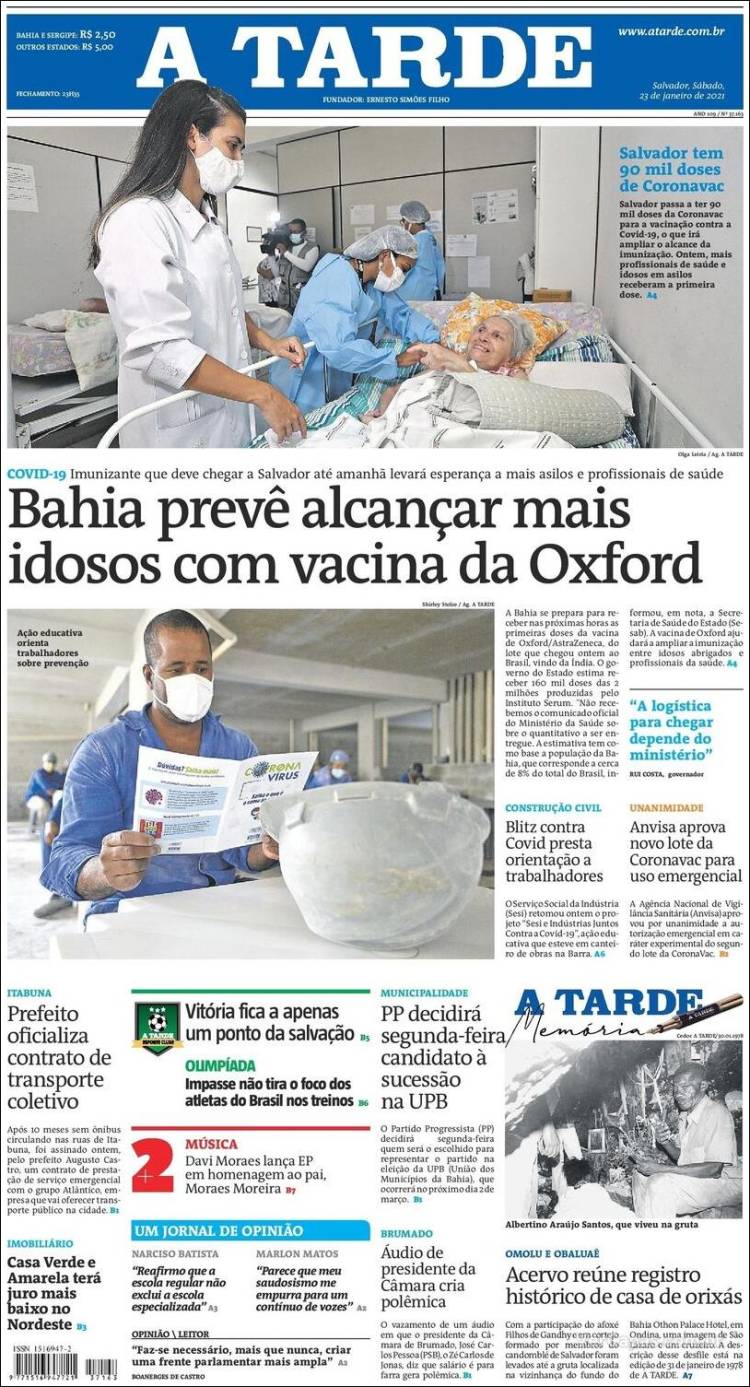 Portada de Diário A Tarde (Brésil)