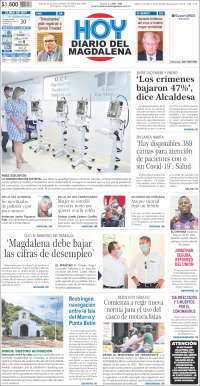 Portada de Hoy Diario del Magdalena (Colombia)