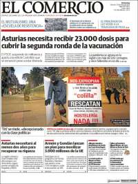 Portada de El Comercio (Espagne)