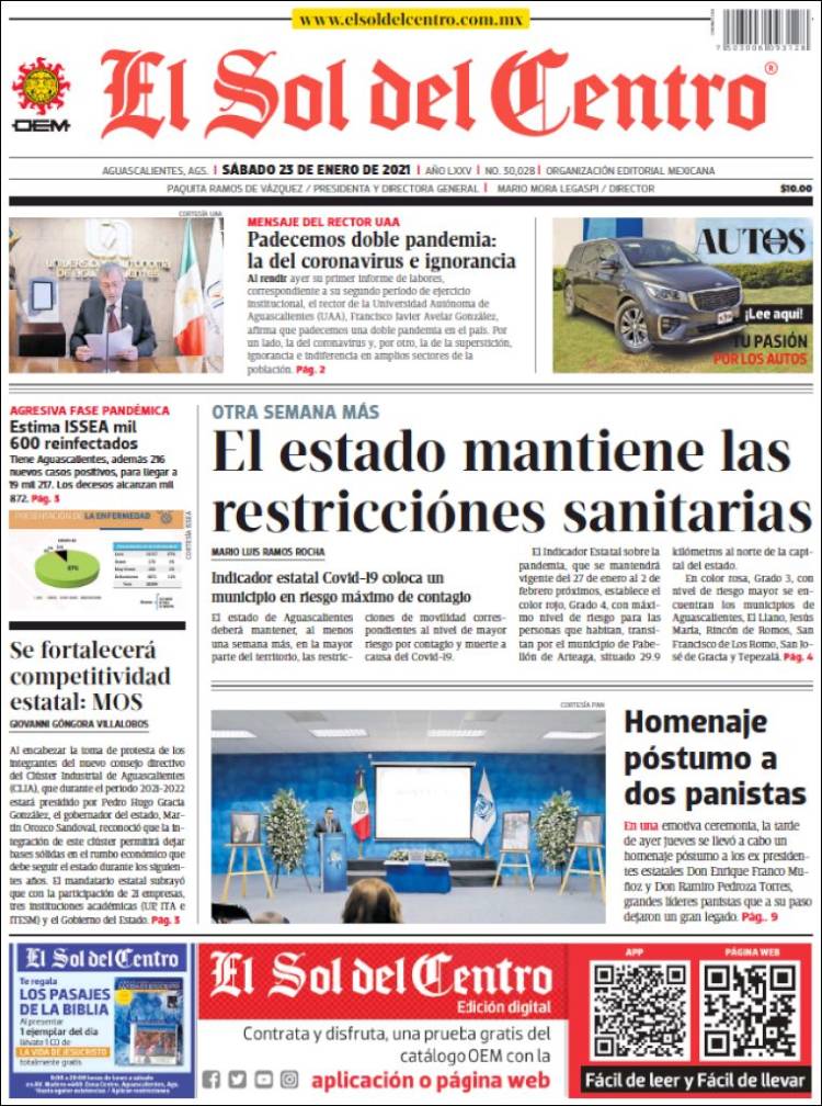 Portada de El Sol del Centro (México)