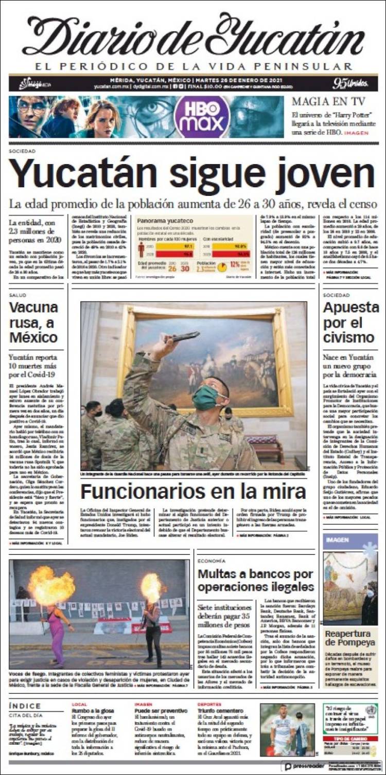 Portada de Diario de Yucatán (México)