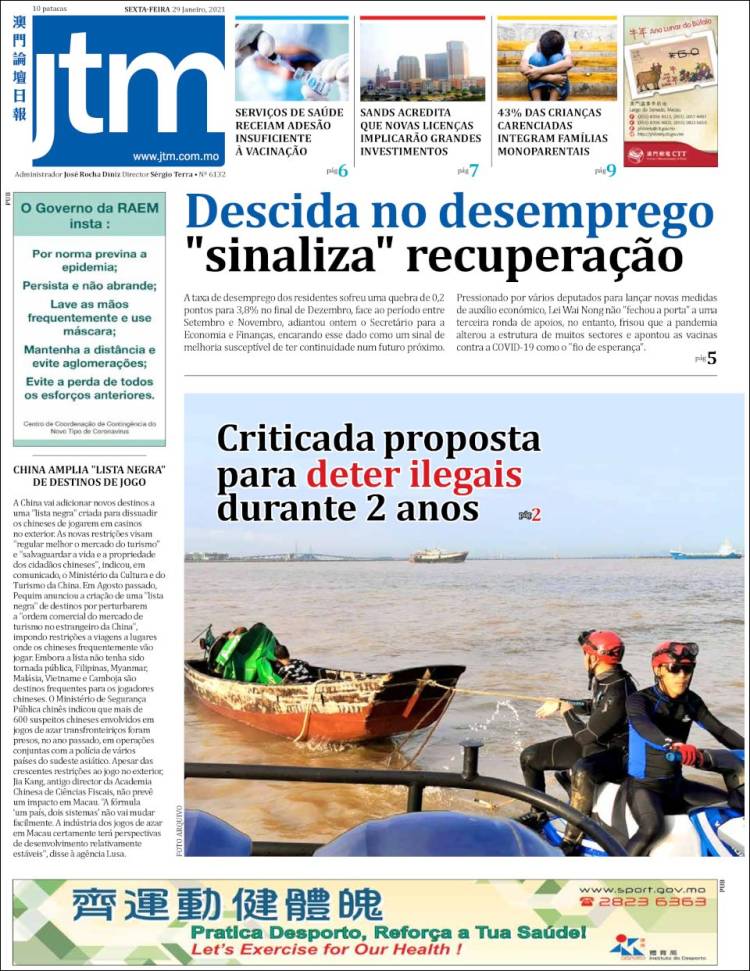 Portada de Jornal Tribuna de Macau (China)