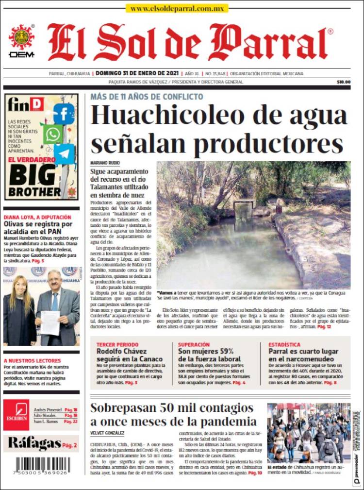 Portada de El Sol de Parral (México)