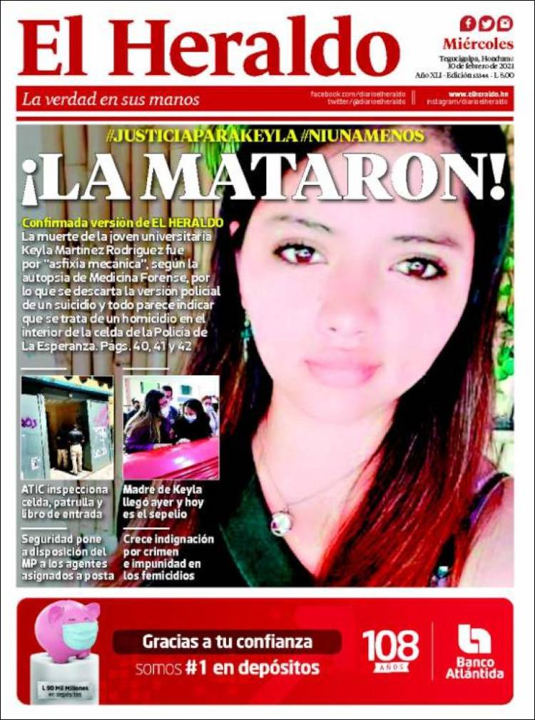 Portada de El Heraldo (Honduras)