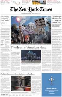 Portada de International New York Times (Europe)