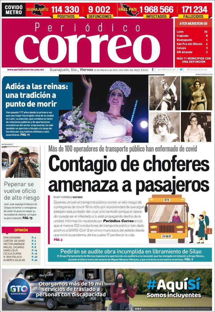 Portada de Correo - El diario del Estado de Guanajuato (Mexique)