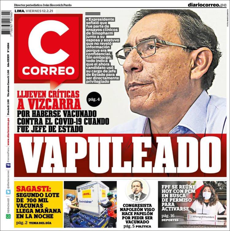 Portada de Diario Correo (Pérou)
