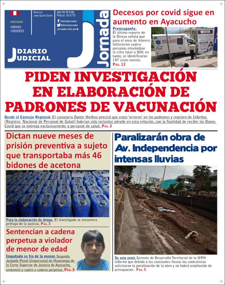 Portada de Diario Jornada (Pérou)