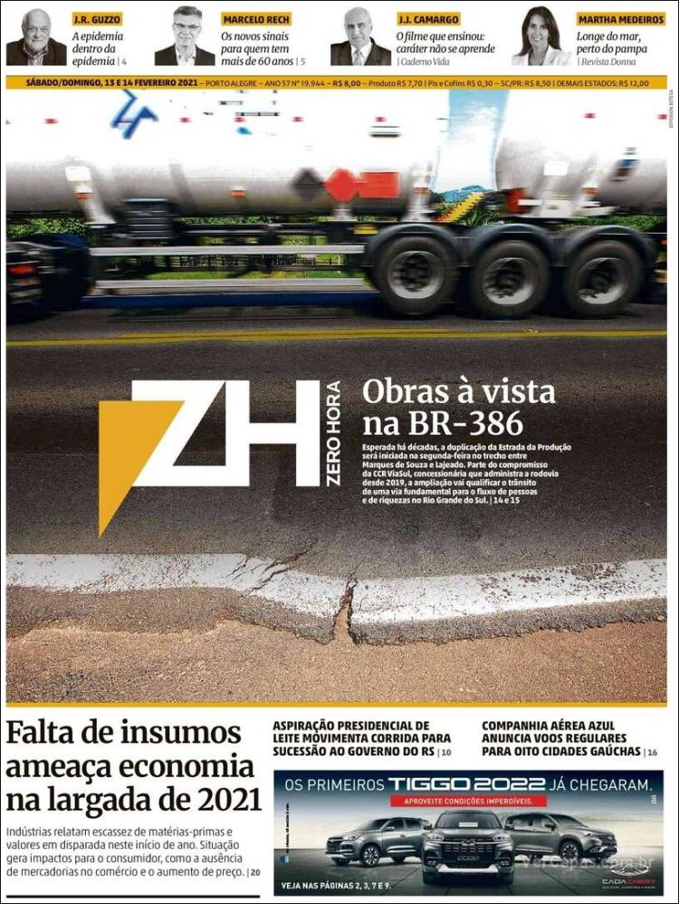 Portada de Zero Hora (Brasil)