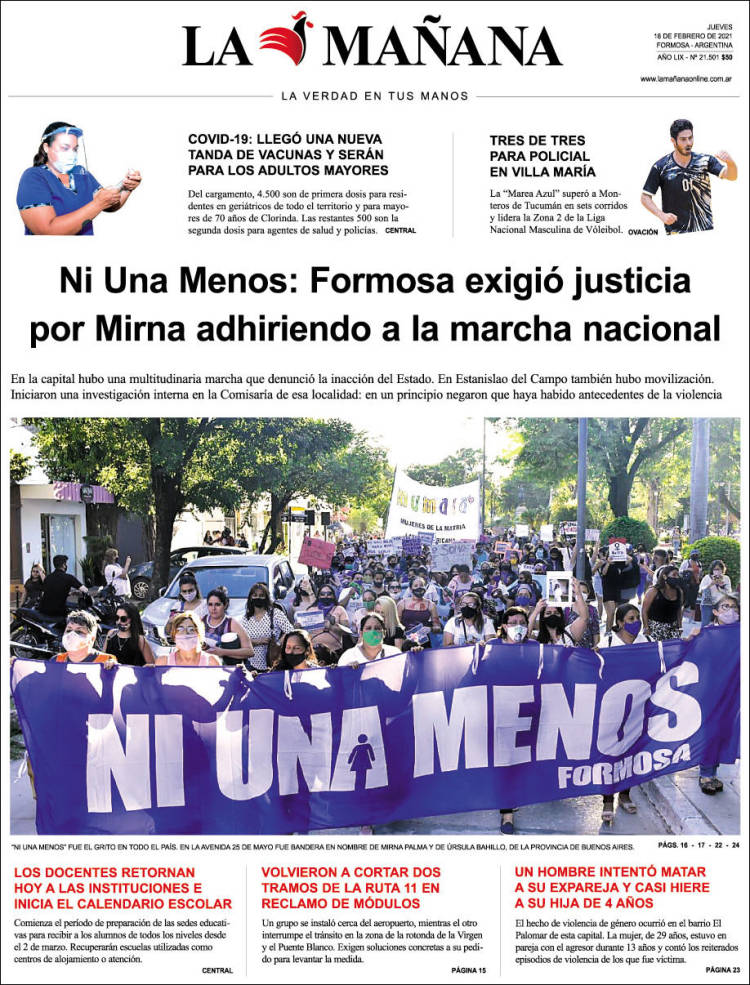 Portada de Diario La Mañana (Argentina)
