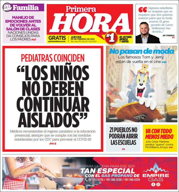 Portada de Primera Hora (Puerto Rico)