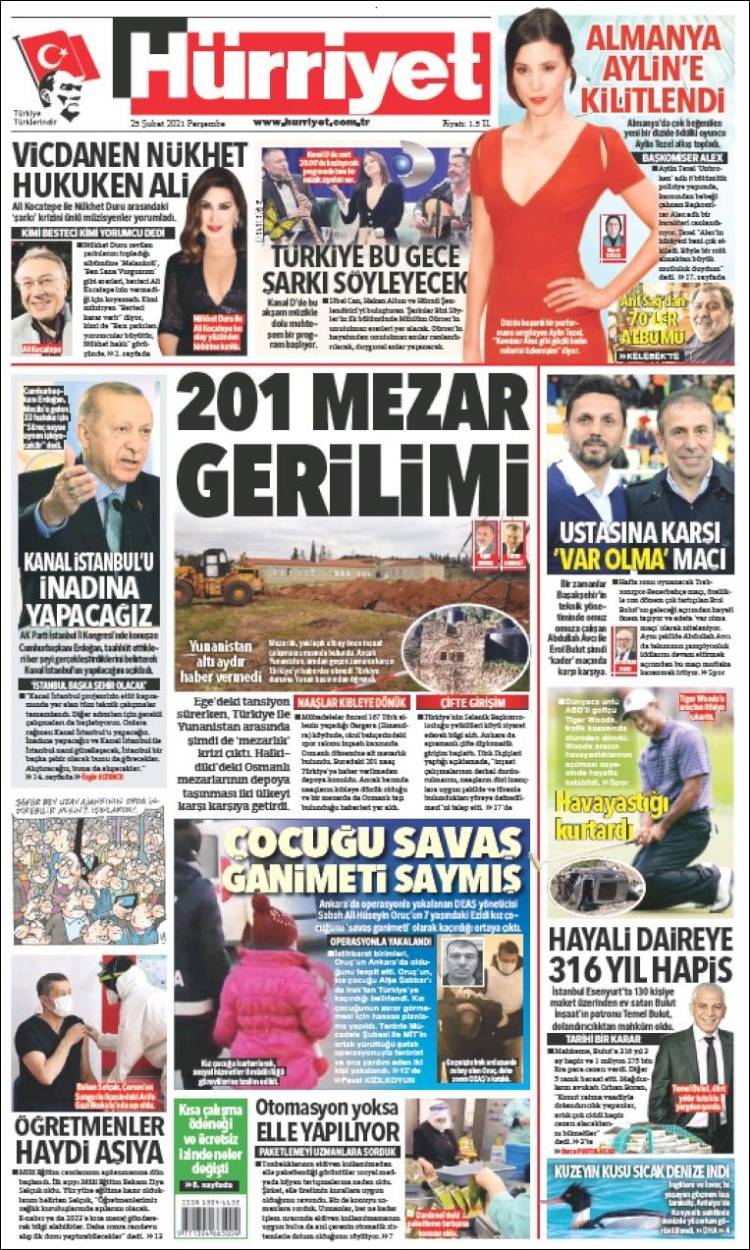 Portada de Hürriyet (Turkey)