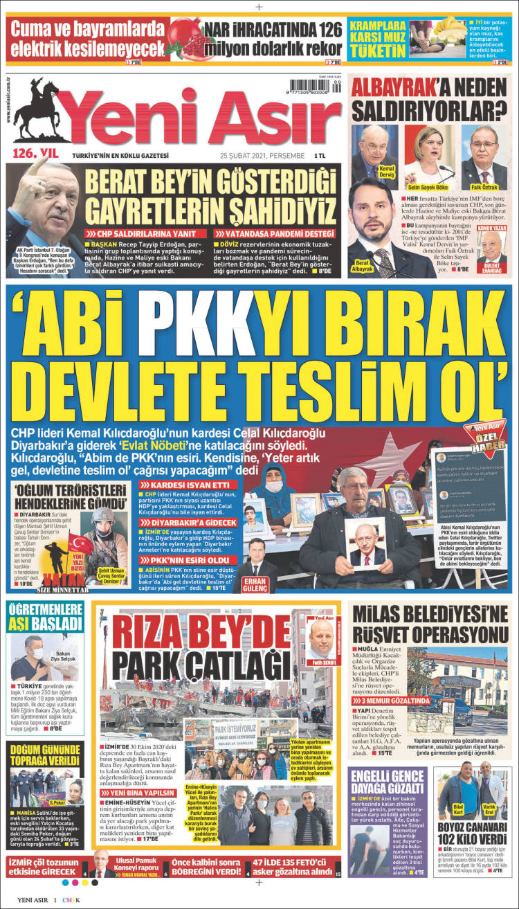 Portada de Yeni Asır (Turkey)
