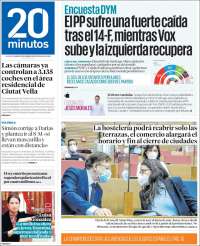 Portada de 20 Minutos - Valencia (España)