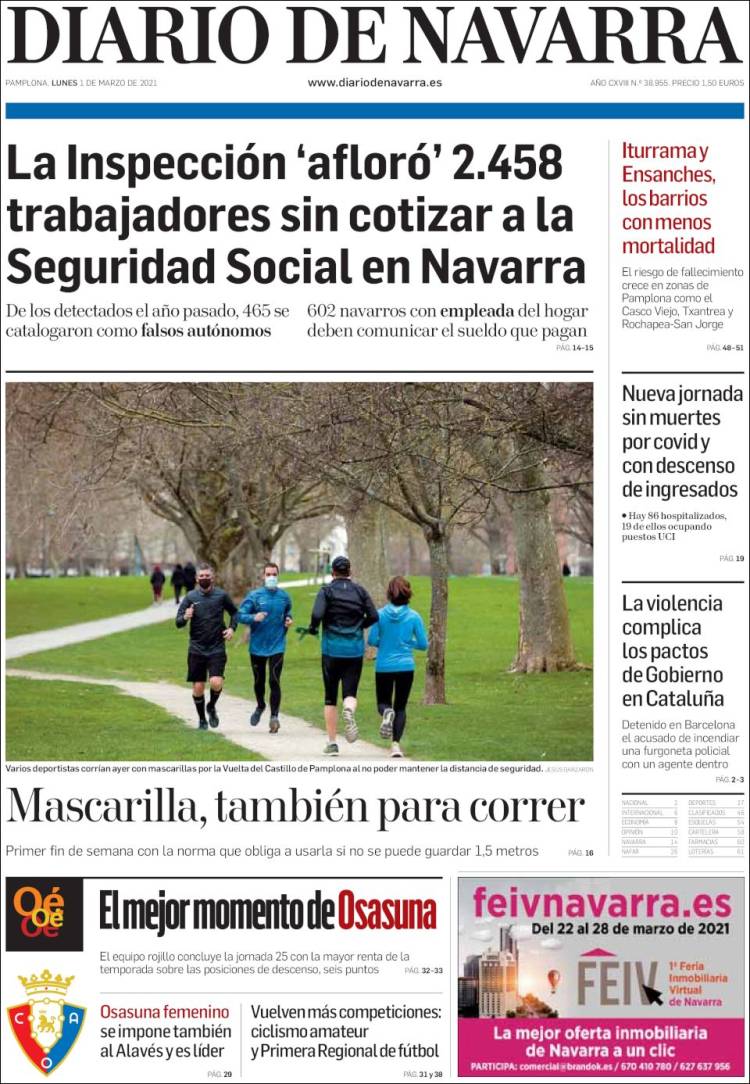 Portada de Diario de Navarra (España)