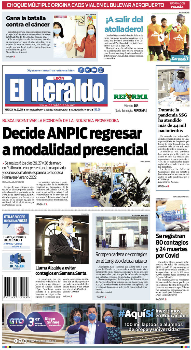 Portada de El Heraldo de León (Mexico)
