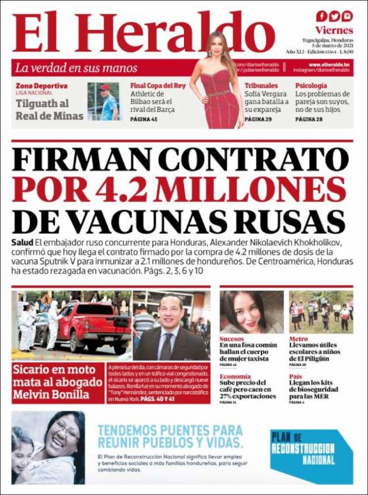 Portada de El Heraldo (Honduras)