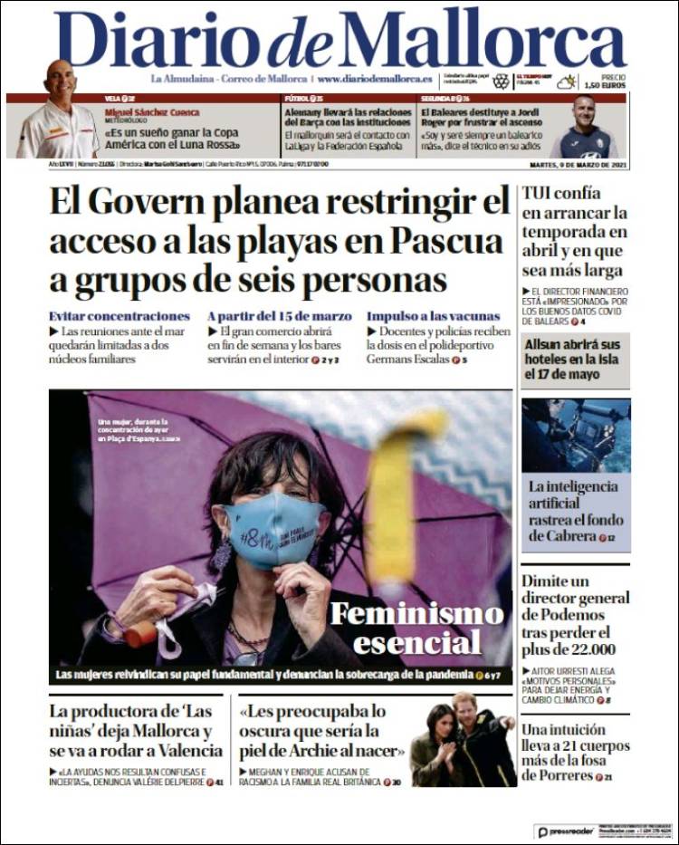 Portada de Diario de Mallorca (Espagne)