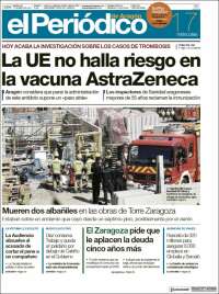 Portada de El Periódico de Aragón (España)