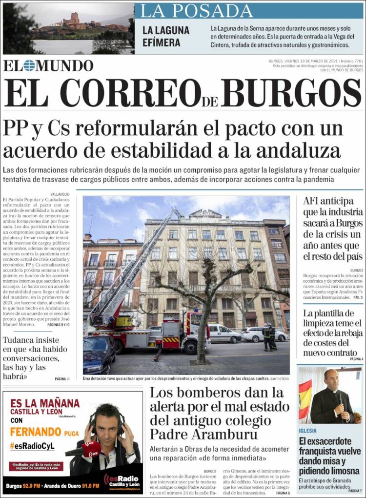Portada de El Correo de Burgos (España)
