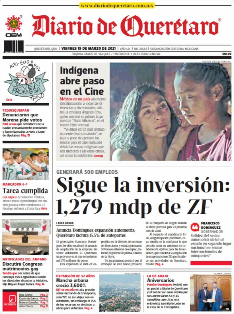 Portada de Diario de Querétaro (México)