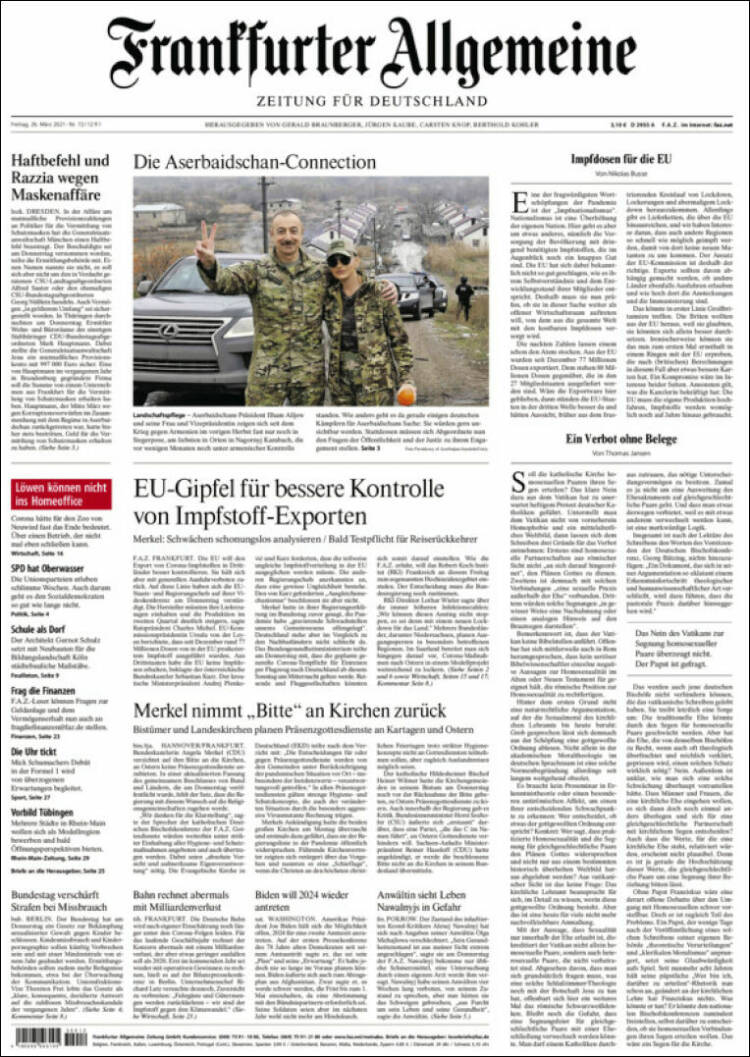 Portada de Frankfurter Allgemeine (Alemania)