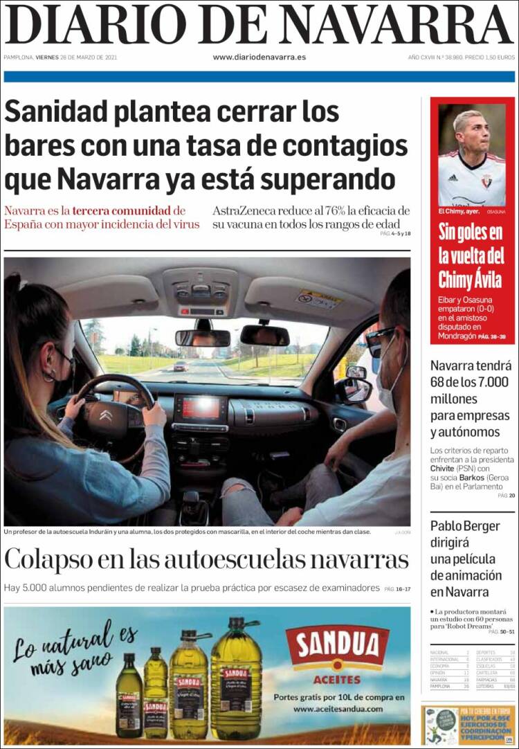 Portada de Diario de Navarra (España)