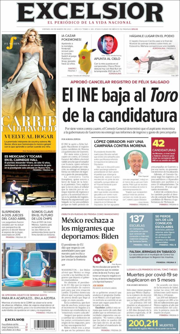 Portada de Excelsior (México)