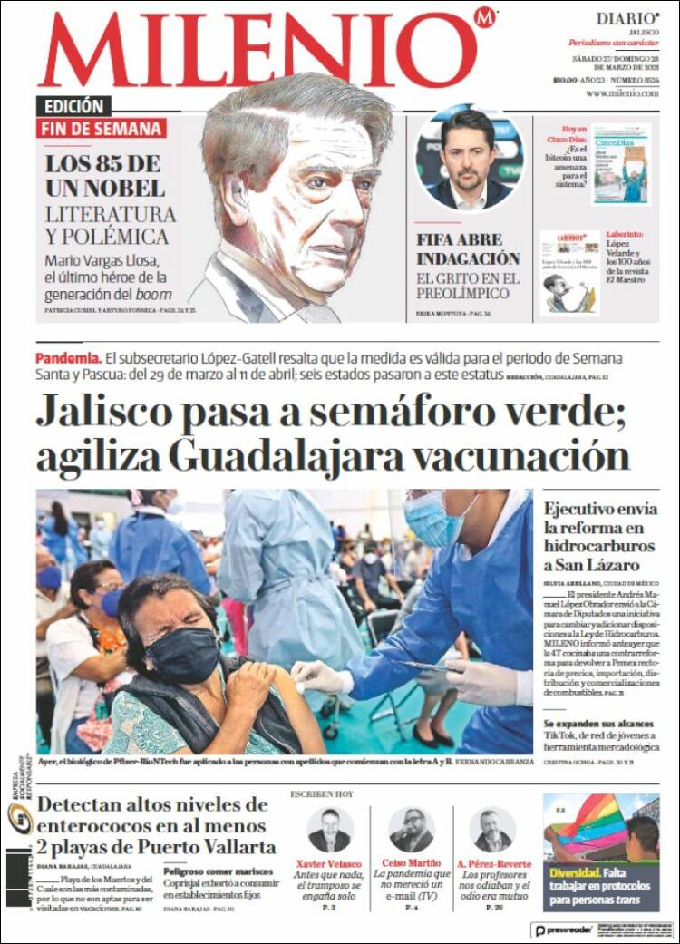 Portada de Milenio - Jalisco (México)