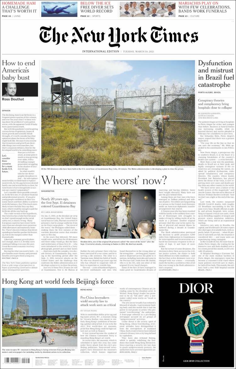 Portada de International New York Times (Europa)