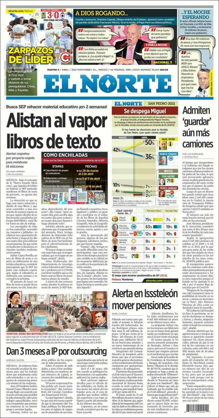 Portada de El Norte (México)