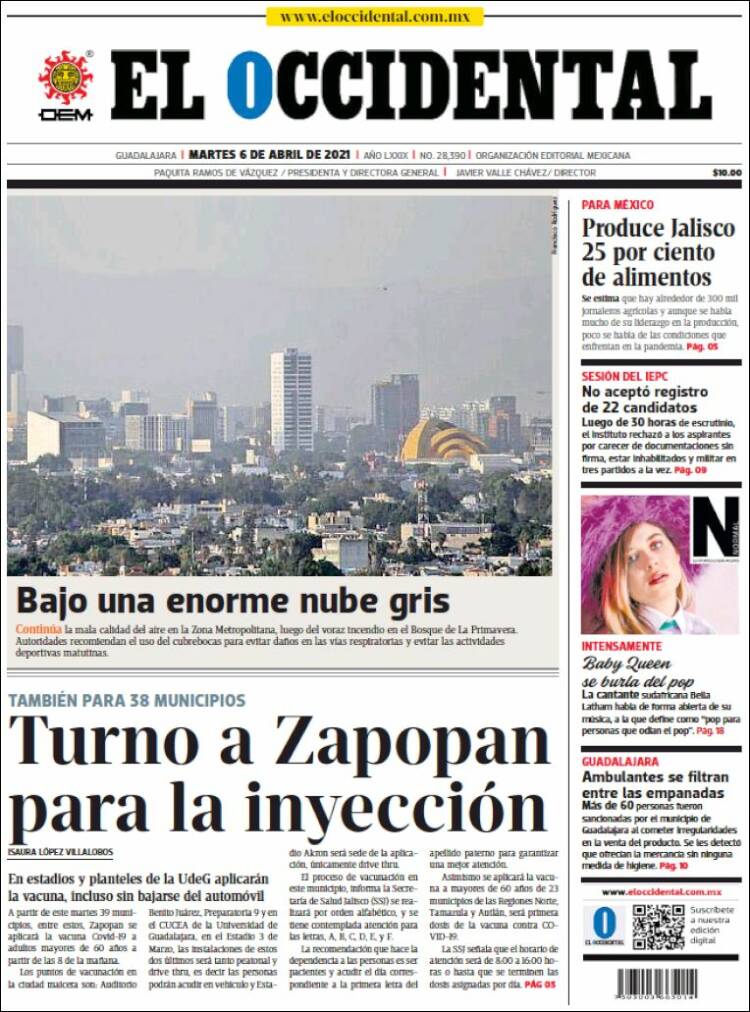 Portada de El Occidental (México)